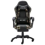 Fotele gamingowe - vidaXL Fotel Fotel dla gracza z podnóżkiem czarny i moro sztuczna skóra 320096 - miniaturka - grafika 1