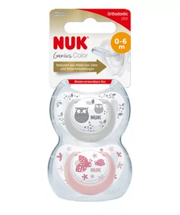 NUK 730047 Smoczek 0-6m GENIUS COLOR silikon 2szt pudełko LNC+10% - Smoczki do butelek - miniaturka - grafika 1