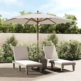 vidaXL Parasol ogrodowy na drewnianym słupku, piaskowy, 299x240 cm - Parasole ogrodowe - miniaturka - grafika 1