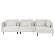 Narożniki - BELIANI Sofa narożnik lewostronny modułowa beżowa tapicerowana 3-osobowa nowoczesna kanapa z poduszką do salonu - miniaturka - grafika 1