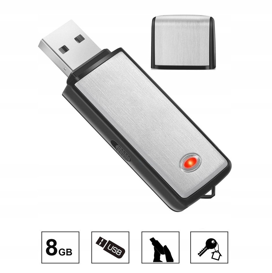 Mini dyktafon pendrive 8GB podsłuch szpiegowski USB nagrywanie rozmów