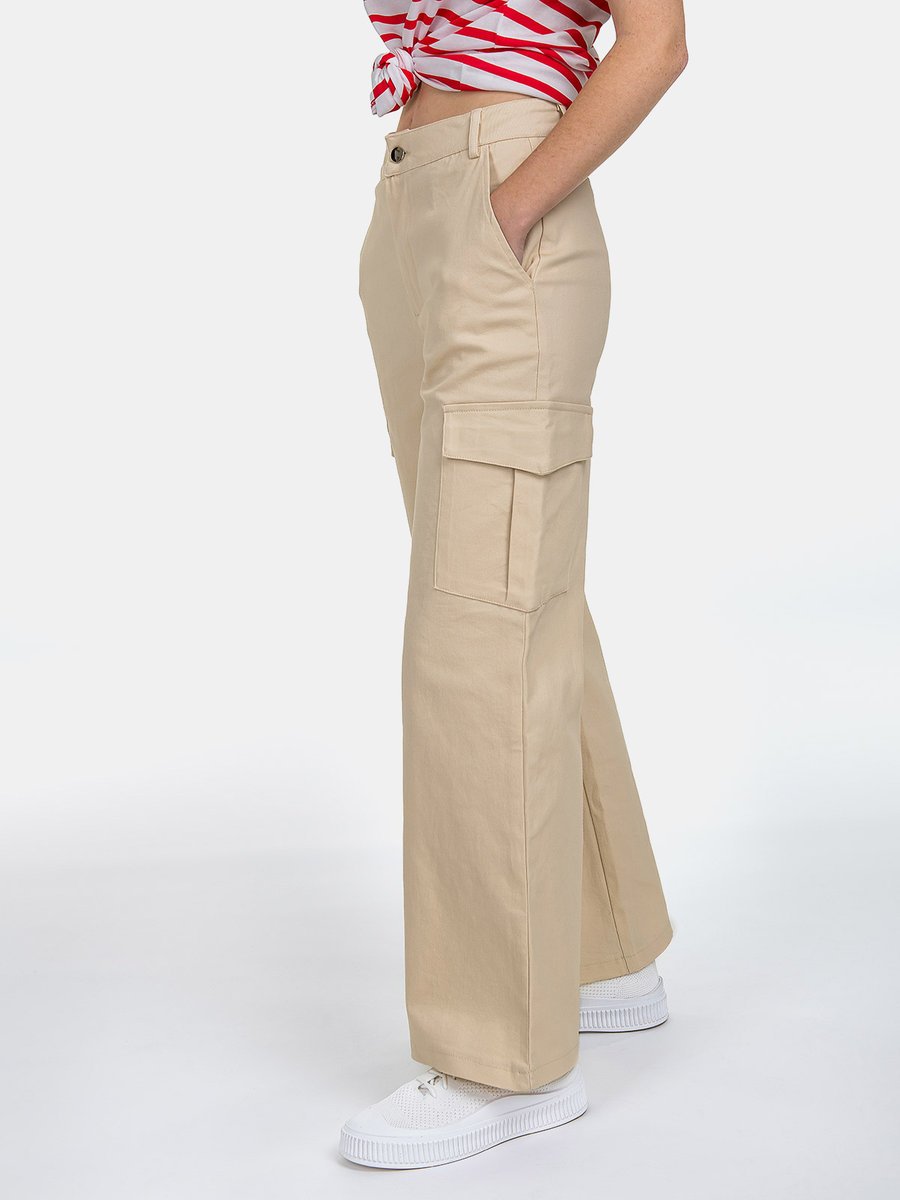 Spodnie bawełniane typu cargo M jasny beż