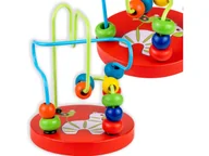 Zabawki interaktywne dla dzieci - Przeplatanka Drewniana Labirynt Edukacyjny Dla Dzieci Spirala Prezent Czerwona - miniaturka - grafika 1