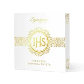 Kartki okolicznościowe i zaproszenia - Zaproszenie na komunię biało-złote 10szt. - miniaturka - grafika 1