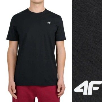 Koszulka Męska 4F Gładka Tshirt Bawełna Podkoszulek M3341 20S Czarna r. S