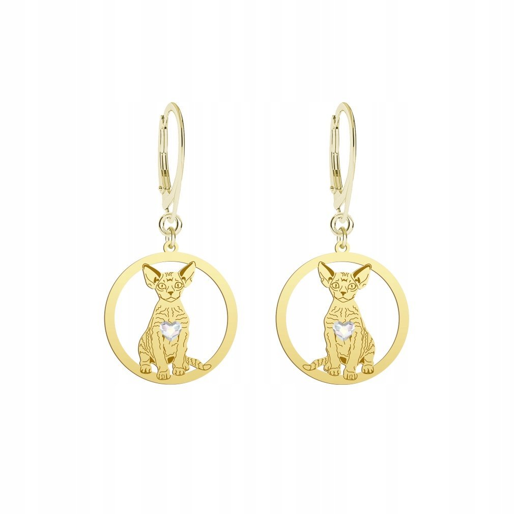 Kolczyki Złote Kot Devon Rex 925 Prezent Kobieta Biżuteria GRAWER GRATIS