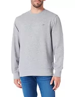 Bluzy męskie - GANT Męska bluza REG Shield C-Neck Sweat, szary melanż, standardowa, szary melanż - miniaturka - grafika 1