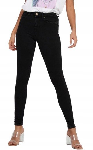 ONLY JEANSY DAMSKIE CZARNE RURKI BASIC NA ZAMEK KLASYCZNE S/30 JQA