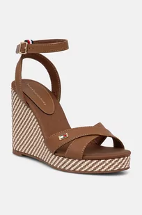 Tommy Hilfiger sandały IM RAFFIA SANDAL kolor brązowy FW0FW08224 - Sandały damskie - miniaturka - grafika 1