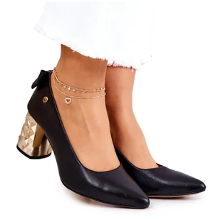 Skórzane Czółenka Na Słupku Maciejka 05334-01 Czarne - Czółenka - miniaturka - grafika 1