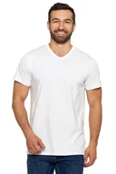 Koszulki męskie - Koszulka t-shirt biały dekolt w serek męski bawełna czesana XXL Moraj - miniaturka - grafika 1