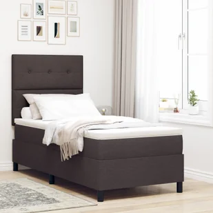 vidaXL Materac z ramą w ciemnym brązie 90x200 cm z tkaniny - Materace - miniaturka - grafika 1