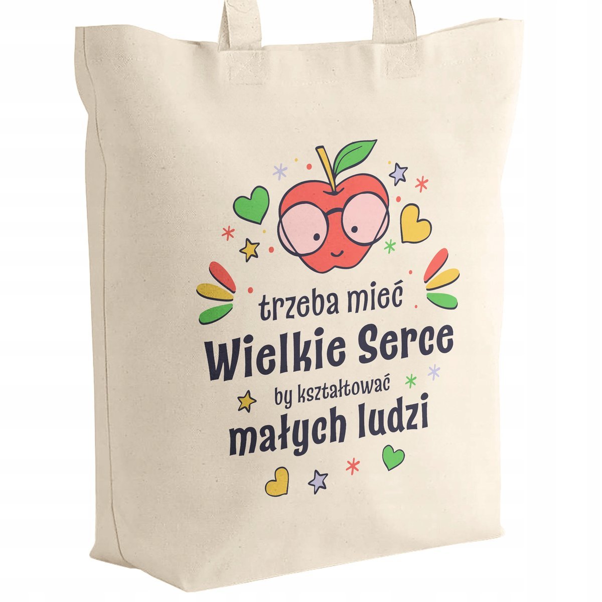 Torba bawełniana z dnem Dzień Nauczyciela Trzeba mieć wielkie serce Prezent