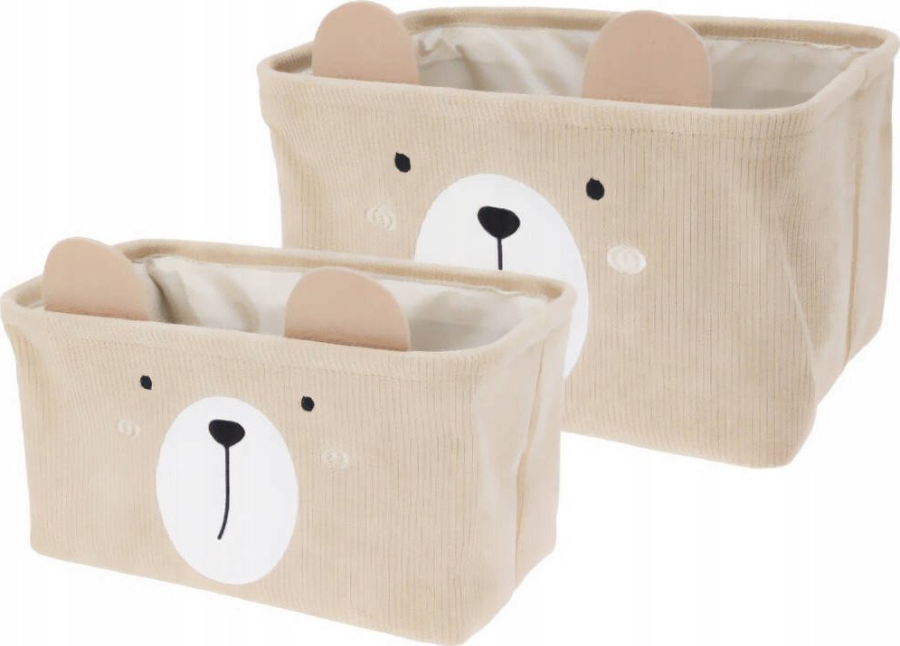 Home Styling Collection Pojemniki na zabawki CUTIE z uszami, sztruksowy, 2 sztuki