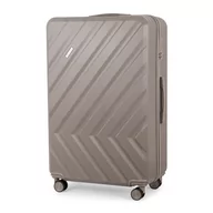 Walizki - Walizka średnia podróżna M kawowa beżowa bagaż 24" ABS twarda na kółkach lekka - miniaturka - grafika 1