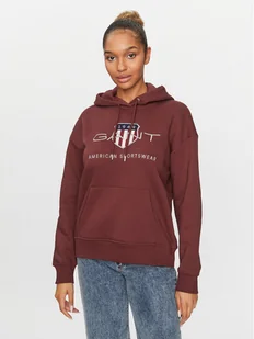 Gant Bluza Archive Shield 4204567 Bordowy Relaxed Fit - Bluzy damskie - miniaturka - grafika 1
