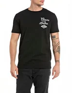 Koszulki męskie - Replay T-shirt męski, Black 098, XL - miniaturka - grafika 1