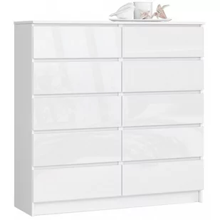 Akord Fabryka mebli KOMODA K 120cm 10 SZUFLAD BIAŁA WYSOKI POŁYSK OP0LK-1POŁ003 - Komody - miniaturka - grafika 1