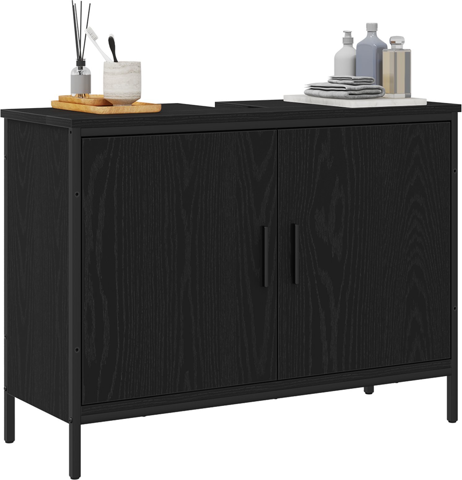 vidaXL Szafka pod umywalkę Czarny Dąb 80x30x60 cm Drewno inżynieryjne