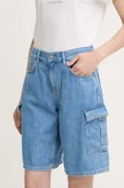 Spodenki damskie - Pepe Jeans szorty jeansowe RELAXED SHORT HW WORKER damskie kolor niebieski gładkie high waist PL801136 - miniaturka - grafika 1