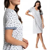 Bielizna nocna - WYGODNA LEKKA BAWEŁNIANA KOSZULA NOCNA DAMSKA KRÓTKI RĘKAW HALKA MORAJ M PATT 1 - miniaturka - grafika 1