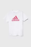 Koszulki dla dziewczynek - adidas t-shirt bawełniany dziecięcy kolor biały - miniaturka - grafika 1
