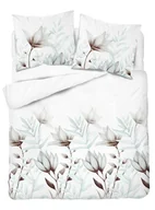 Pościel - Pościel Biała W Kwiaty I Liście Miętowo-Brązowe – 220X200 Cm – Kolekcja Naturalis - miniaturka - grafika 1