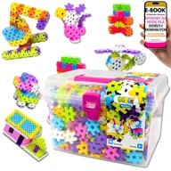 Klocki - DUŻY ZESTAW KLOCKÓW WAFLI EDUKACYJNE KLOCKI WAFLE 500 EL KREATYWNY PREZENT DLA DZIECKA ŚWIĄTECZNY + EBOOK-3 - miniaturka - grafika 1