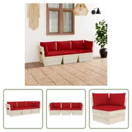 Sofy ogrodowe - The Living Store sofa ogrodowa z palet 3-osobowa z poduszkami drewno świerkowe - miniaturka - grafika 1