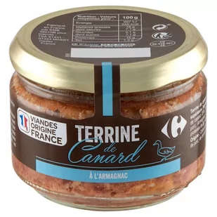 Carrefour Terrine Konserwa drobiowo-wieprzowa z mięsem kaczki i alkoholem Armagnac 180 g - Pasztet i przetwory mięsne - miniaturka - grafika 1