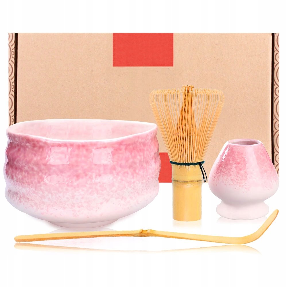 Zestaw prezentowy do herbaty matcha czarka miotełka podstawka łyżeczka