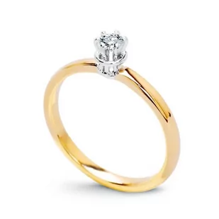 Złoty pierścionek zaręczynowy z brylantem białe i żółte złoto Staviori - Pierścionki - miniaturka - grafika 1