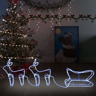vidaXL Lumarko Świąteczna dekoracja zewnętrzna: renifery i sanie, 576 diod LED! 329811 - Oświetlenie świąteczne - miniaturka - grafika 1