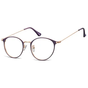 Okulary zerówki oprawki korekcyjne lenonki owalne 923B fioletowo-złote - Okulary korekcyjne, oprawki, szkła - miniaturka - grafika 1