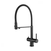 Baterie kuchenne - Blue Water TUSAR CZARNY MAT Bateria kuchenna z podłaczeniem do fitrów z wyciąganą wylewką z przełącznikiem strumienia wody TUSAR CZARNY MAT - miniaturka - grafika 1