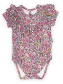Body dla niemowląt - Niemowlęce body bawełniane z krótkim rękawem w kwiaty różowe Nicol,r.68 - miniaturka - grafika 1