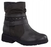 Botki damskie - Jana Damskie Botki Czarne Gładkie Zamek 38 Ż7b - miniaturka - grafika 1