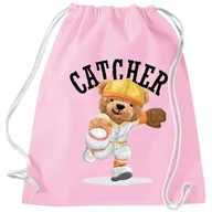 Plecaki worki - Worek Plecak Różowy CATCHER BEAR MIŚ Do Szkoły Modne Wzory - miniaturka - grafika 1