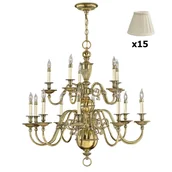 Lampy sufitowe - Żyrandol świecznikowy Cambridge HK-CAMBRIDGE15+15xLS162 Hinkley mosiądz kremowy - miniaturka - grafika 1