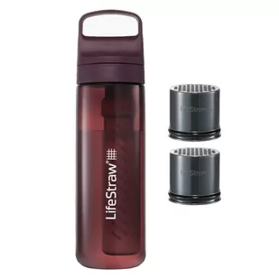 LifeStraw Go 2.0 Czerwona butelka filtrująca 0,65L z dodatkowymi wkładami - Butelki filtrujące - miniaturka - grafika 1