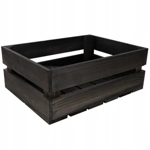 Skrzynka z drewna desek czarna pudełko skrzynia duża na kwiaty 30x20x15cm - Zestawy upominkowe Skrzynka z drewna desek czarna pudełko skrzynia duża na kwiaty 30x20x15cm - Zestawy upominkowe - miniaturka - grafika 1