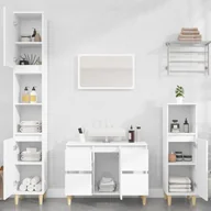 Meble łazienkowe - vidaXL 3-cz. zestaw mebli łazienkowych, biały, materiał drewnopochodny - miniaturka - grafika 1