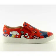 Trampki damskie - Slipony komiksowe 6120 Red czerwone - ButyModne - miniaturka - grafika 1