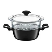 Garnki - Ambition CARBON GARNEK Z SITKIEM DO GOTOWANIA NA PARZE 20 CM POWŁOKA QUALUM BASIC STONE INDUKCJA 84531 - miniaturka - grafika 1