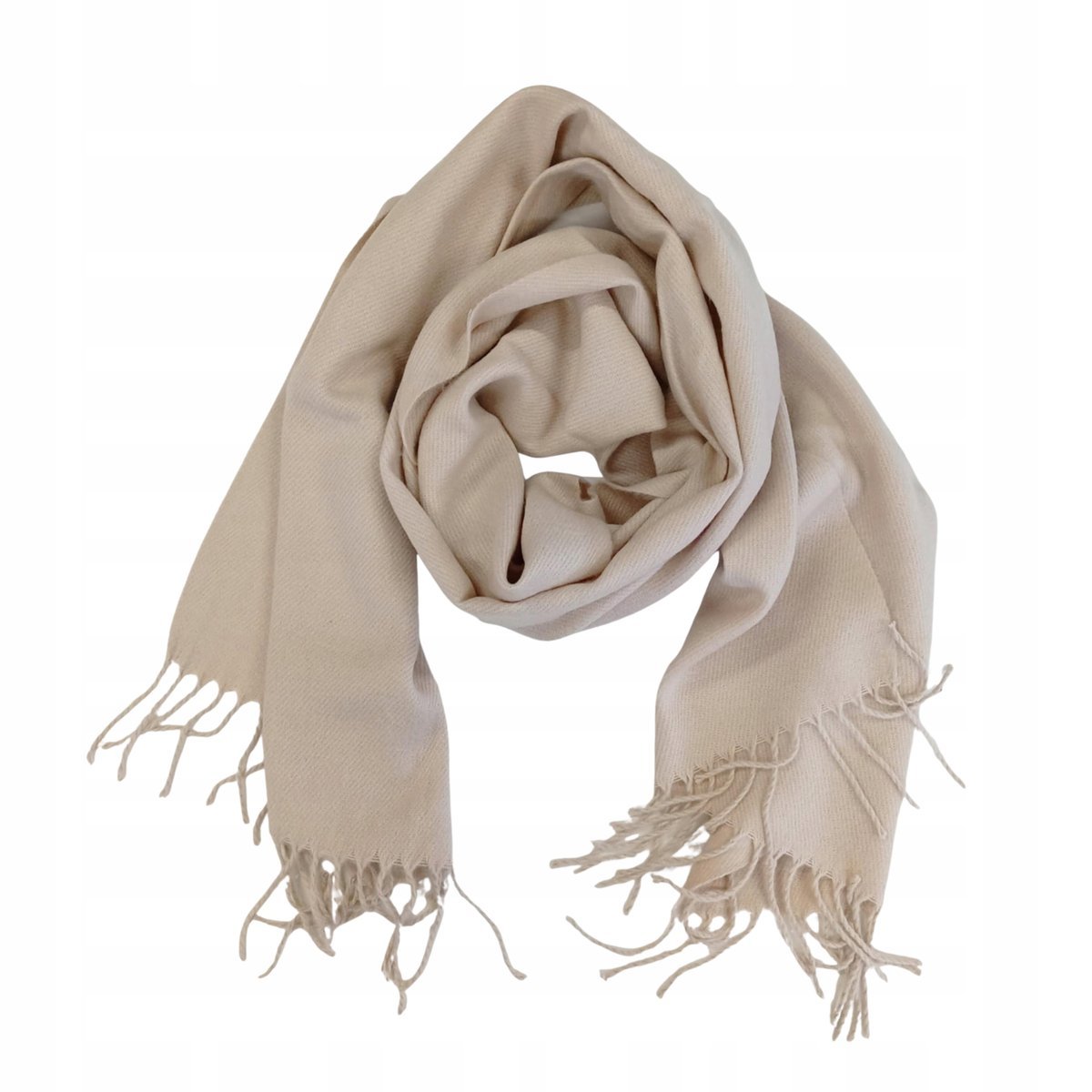 GRUBY MODNY SZALIK PIĘKNY CIEPŁY SZAL ELEGANCKI BEŻOWY