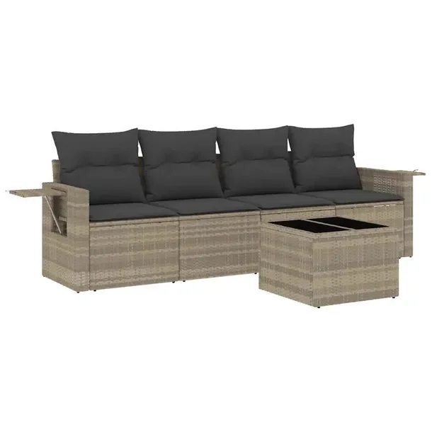 Zestaw mebli ogrodowych modułowych jasnoszary rattan PE 55 x 62 x 69 cm