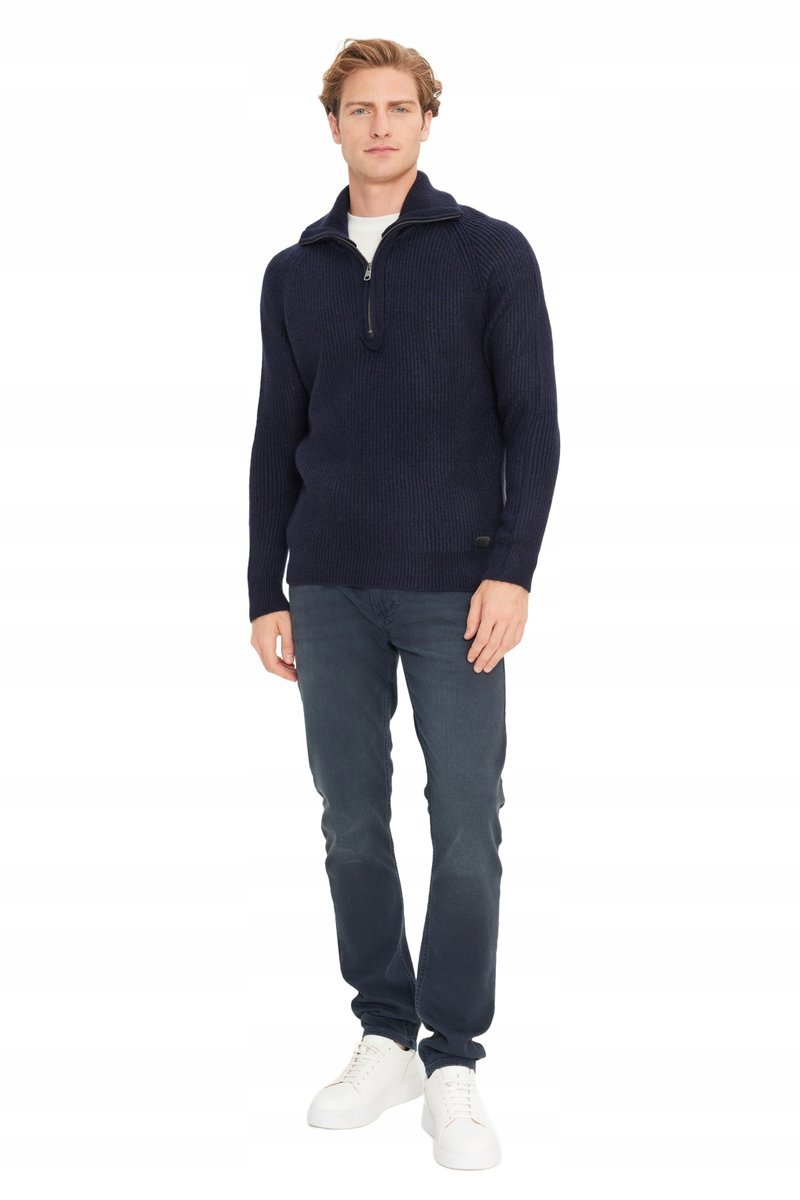 LEE GRANATOWY SWETER Z PÓŁGOLFEM I ZAMKIEM MĘSKI L OPA