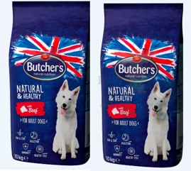 BUTCHER'S Butcher's Natural&Healthy Dog Dry z wołowiną 2x10kg - Sucha karma dla psów - miniaturka - grafika 1