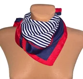 Apaszki i szaliki damskie - Apaszka jedwab paski marynarskie - miniaturka - grafika 1