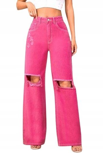 SHEIN SPODNIE JEANSOWE RÓŻOWE PROSTE CASUAL 27 Ł2T